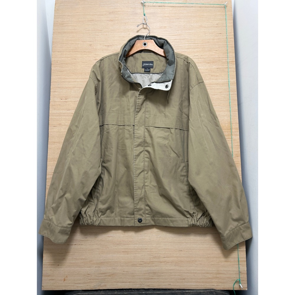 ST JOHNS BAY Mens Khaki Golf Jacket XL Lightweight Full Zip Casual Outerwear